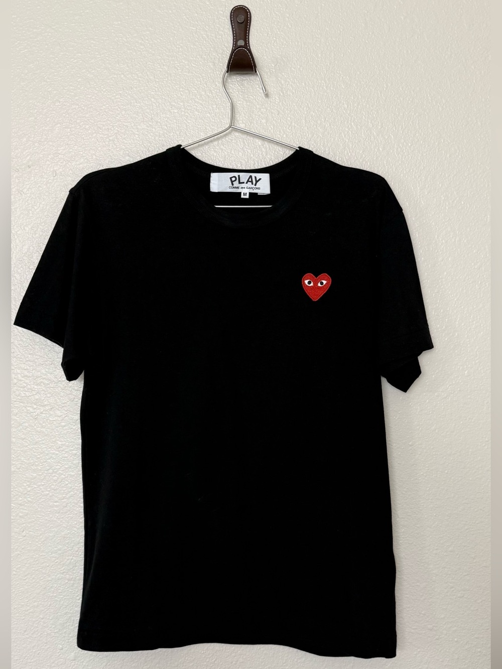 Comme des Garçons PLAY Black Tee with Red Heart Logo Size M